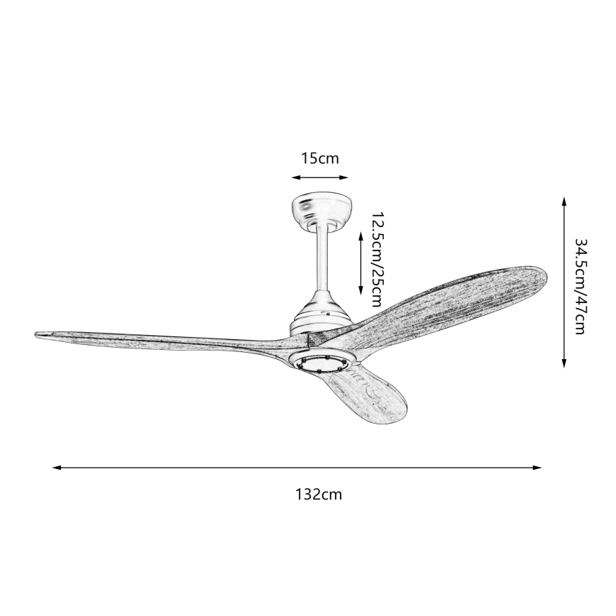 ZEVENTI - Ventilatore da soffitto LAURIA Wi-Fi Tuya nero/rovere + telecomando