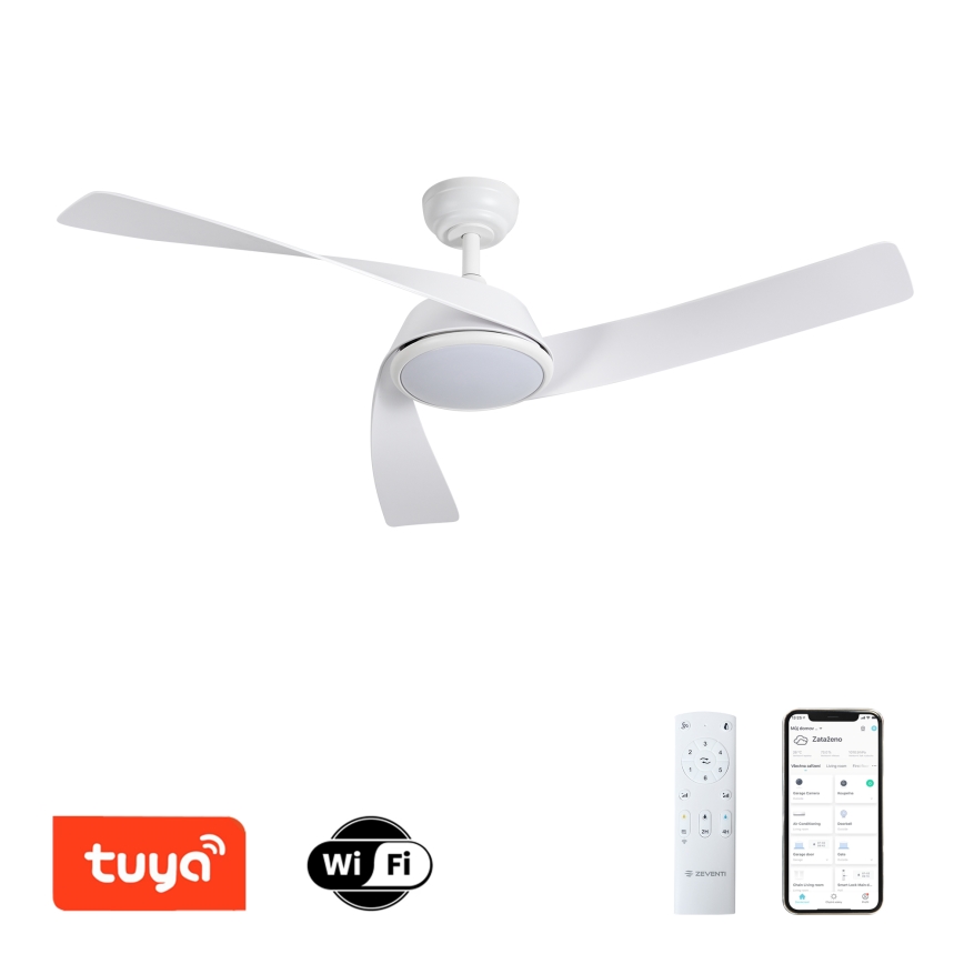 ZEVENTI - Ventilatore da soffitto a LED dimmerabile AERYS LED/24W/230V 3000/4000/6000K Wi-Fi Tuya bianco + telecomando