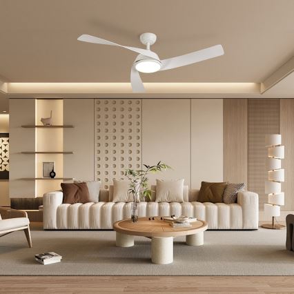 ZEVENTI - Ventilatore da soffitto a LED dimmerabile AERYS LED/24W/230V 3000/4000/6000K Wi-Fi Tuya bianco + telecomando