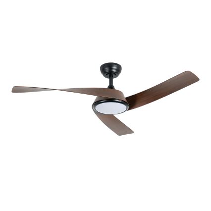 ZEVENTI - Ventilatore da soffitto dimmerabile a LED AERYS LED/24W/230V 3000/4000/6000K Wi-Fi Tuya nero/noce + telecomando