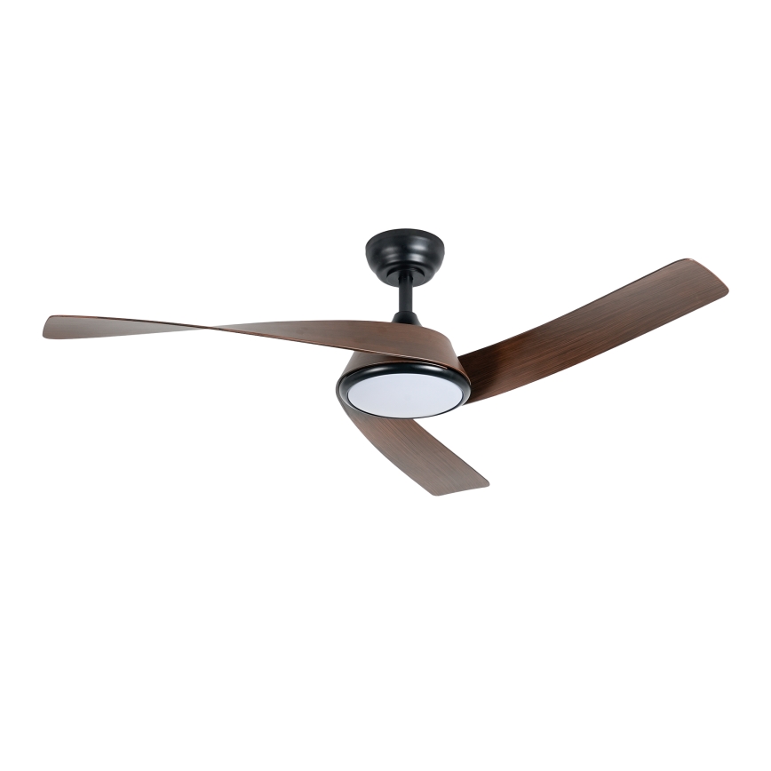 ZEVENTI - Ventilatore da soffitto dimmerabile a LED AERYS LED/24W/230V 3000/4000/6000K Wi-Fi Tuya nero/noce + telecomando