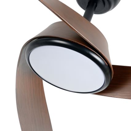 ZEVENTI - Ventilatore da soffitto dimmerabile a LED AERYS LED/24W/230V 3000/4000/6000K Wi-Fi Tuya nero/noce + telecomando