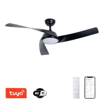 ZEVENTI - AERYS Ventilatore da soffitto dimmerabile a LED 24W/230V 3000/4000/6000K Wi-Fi Tuya nero + telecomando