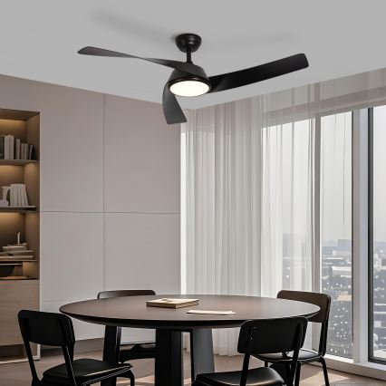 ZEVENTI - AERYS Ventilatore da soffitto dimmerabile a LED 24W/230V 3000/4000/6000K Wi-Fi Tuya nero + telecomando