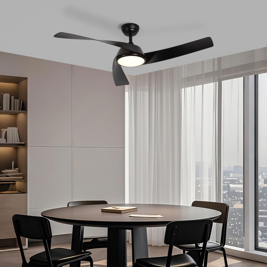 ZEVENTI - AERYS Ventilatore da soffitto dimmerabile a LED 24W/230V 3000/4000/6000K Wi-Fi Tuya nero + telecomando
