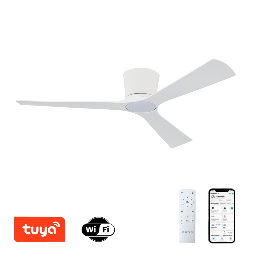 ZEVENTI - Ventilatore da soffitto LED dimmerabile AUREX LED/24W/230V 3000/4000/6000K Wi-Fi Tuya bianco + telecomando