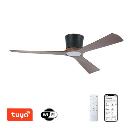 ZEVENTI - Ventilatore da soffitto LED dimmerabile AUREX LED/24W/230V 3000/4000/6000K Wi-Fi Tuya nero/noce + telecomando