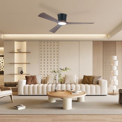 ZEVENTI - Ventilatore da soffitto LED dimmerabile AUREX LED/24W/230V 3000/4000/6000K Wi-Fi Tuya nero/noce + telecomando