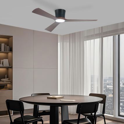 ZEVENTI - Ventilatore da soffitto LED dimmerabile AUREX LED/24W/230V 3000/4000/6000K Wi-Fi Tuya nero/noce + telecomando