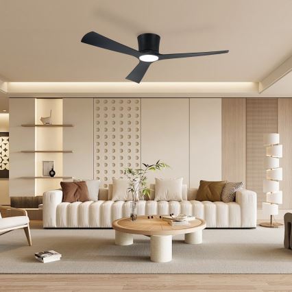 ZEVENTI - Ventilatore da soffitto LED dimmerabile AUREX LED/24W/230V 3000/4000/6000K Wi-Fi Tuya nero + telecomando
