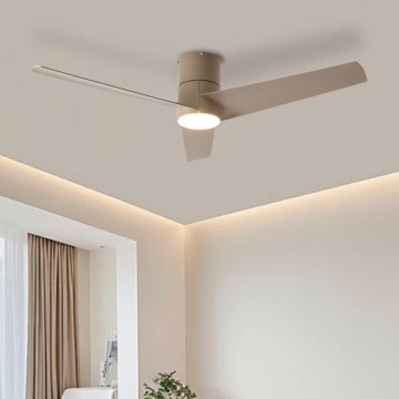 ZEVENTI - Ventilatore da soffitto LED BARROSA LED/18W/230V 3000/4000/6000K Wi-Fi Tuya beige + telecomando
