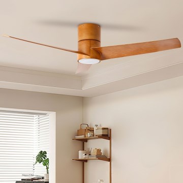 ZEVENTI - Ventilatore da soffitto LED BARROSA LED/18W/230V 3000/4000/6000K Wi-Fi Tuya marrone + telecomando