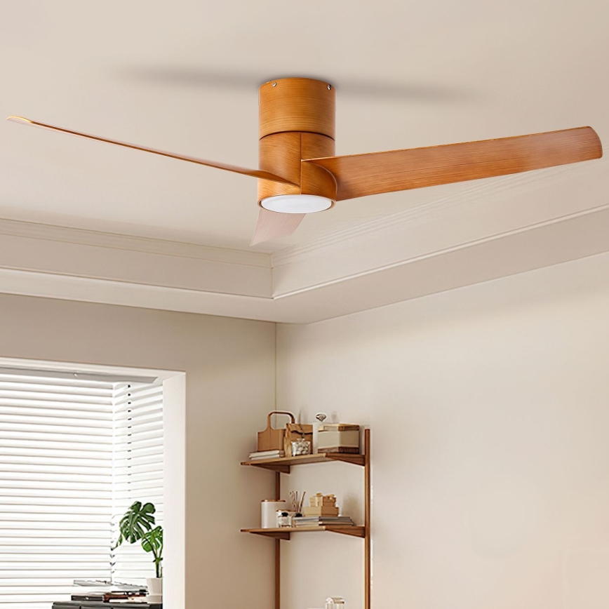 ZEVENTI - Ventilatore da soffitto LED BARROSA LED/18W/230V 3000/4000/6000K Wi-Fi Tuya marrone + telecomando