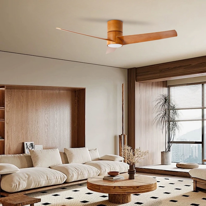 ZEVENTI - Ventilatore da soffitto LED BARROSA LED/18W/230V 3000/4000/6000K Wi-Fi Tuya marrone + telecomando