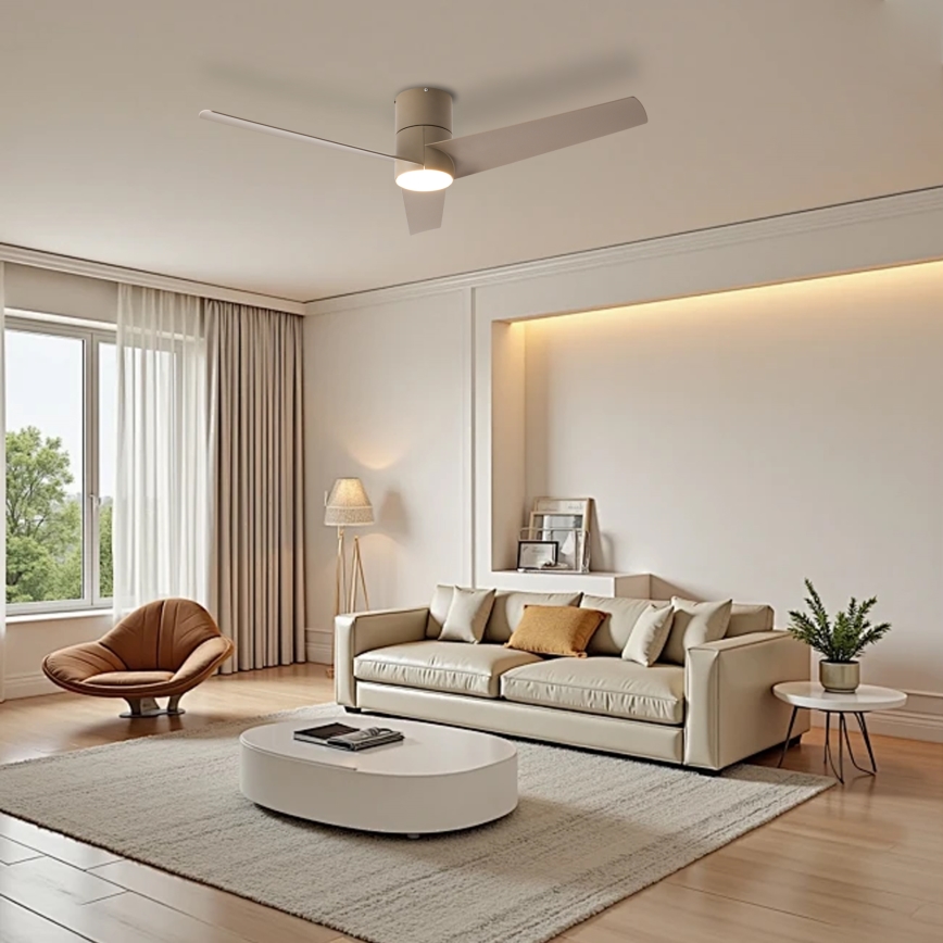 ZEVENTI - Ventilatore da soffitto LED BARROSA LED/18W/230V 3000/4000/6000K Wi-Fi Tuya beige + telecomando