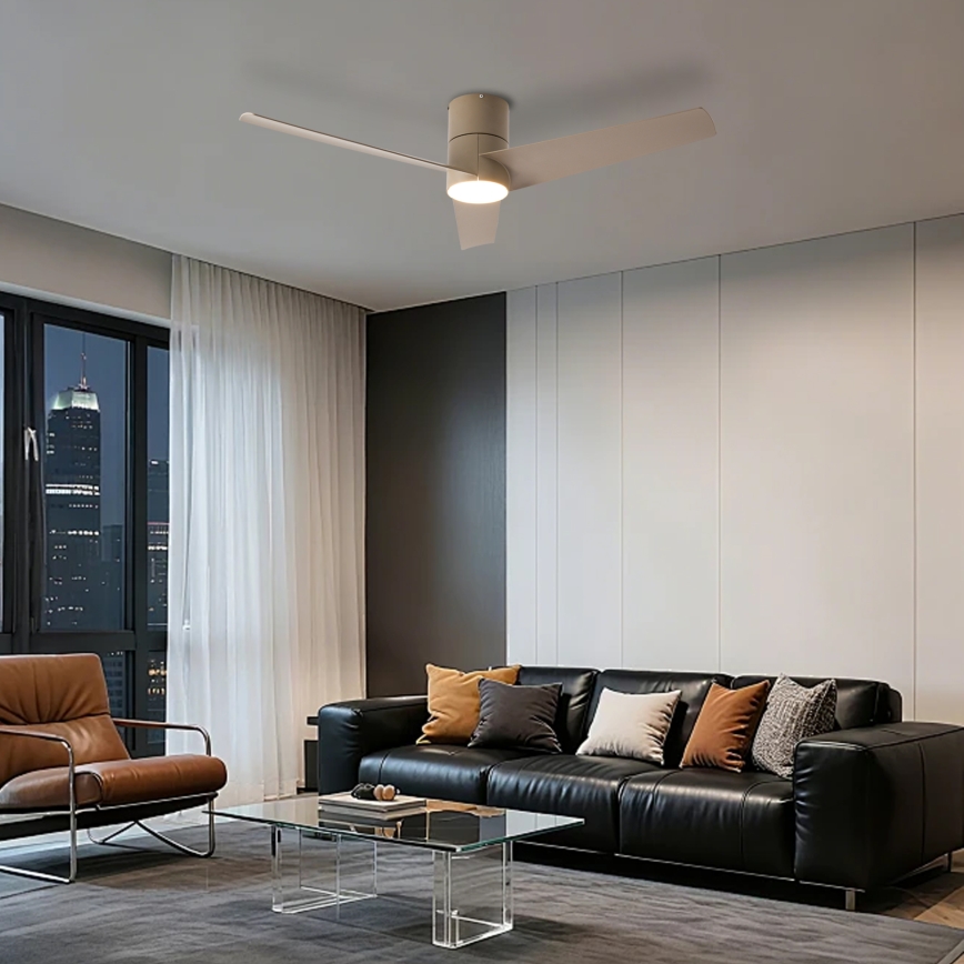 ZEVENTI - Ventilatore da soffitto LED BARROSA LED/18W/230V 3000/4000/6000K Wi-Fi Tuya beige + telecomando