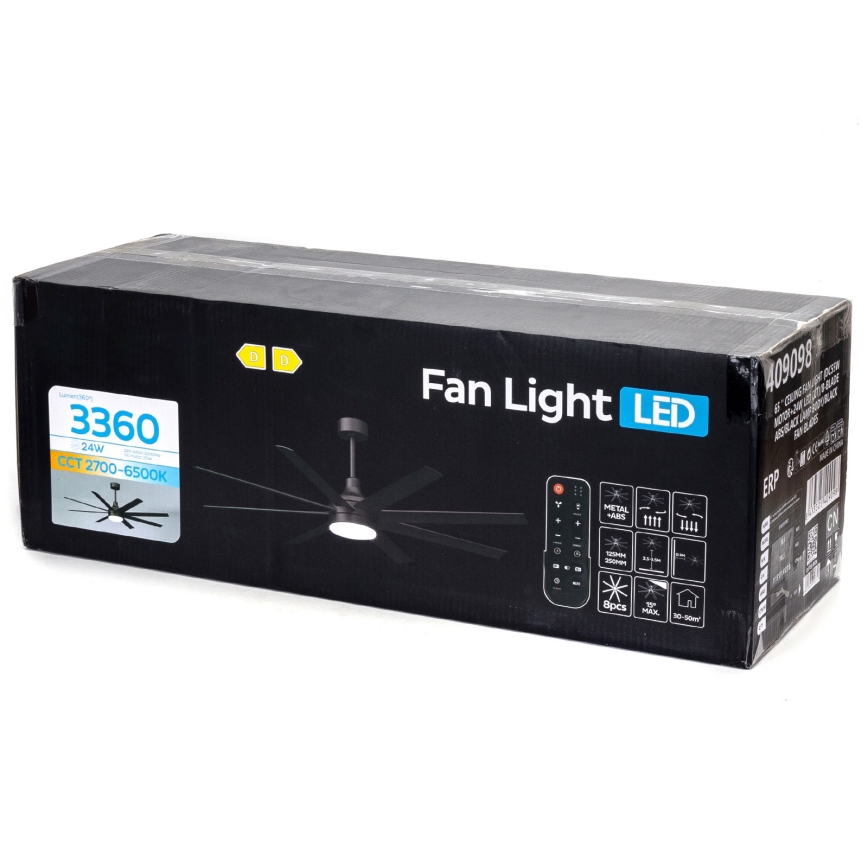 ZEVENTI - Ventilatore da soffitto dimmerabile WALKIKI LED/24W/230V 2700-6500K 165 cm nero + telecomando