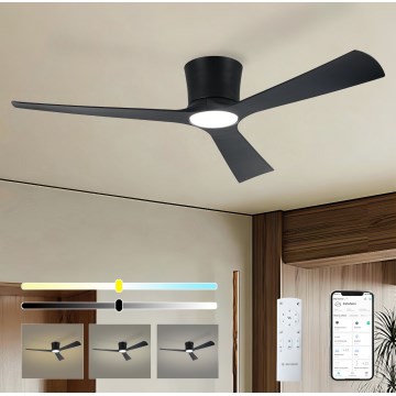 ZEVENTI - Ventilatore da soffitto LED dimmerabile AUREX LED/24W/230V 3000/4000/6000K Wi-Fi Tuya nero + telecomando