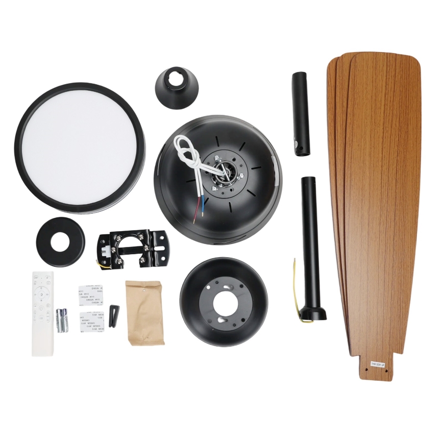 ZEVENTI - Ventilatore da soffitto dimmerabile LED/20W/230V 2700-6500K 132 cm marrone + telecomando