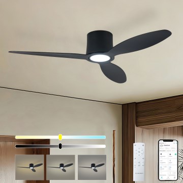 ZEVENTI - Ventilatore da soffitto LED dimmerabile VENTORA LED/24W/230V 3000/4000/6000K Wi-Fi Tuya nero + telecomando