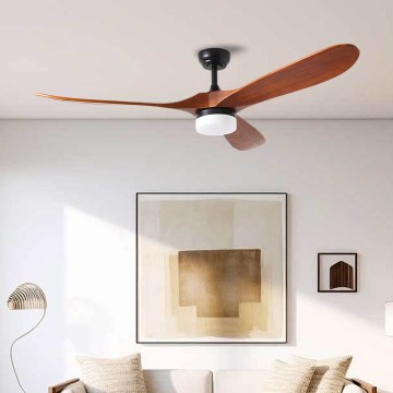 ZEVENTI - Ventilatore da soffitto LED GINOSA LED/18W/230V 3000-6000K Wi-Fi Tuya nero/rovere + telecomando