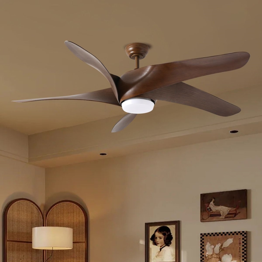 ZEVENTI - Ventilatore da soffitto LED LUCCA LED/18W/230V 3000-6000K Wi-Fi Tuya marrone + telecomando