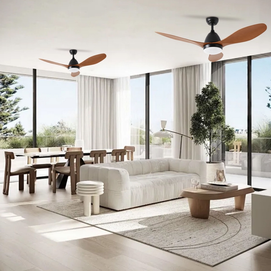 ZEVENTI - Ventilatore da soffitto LED MURO LED/18W/230V 3000-6000K Wi-Fi Tuya nero + telecomando