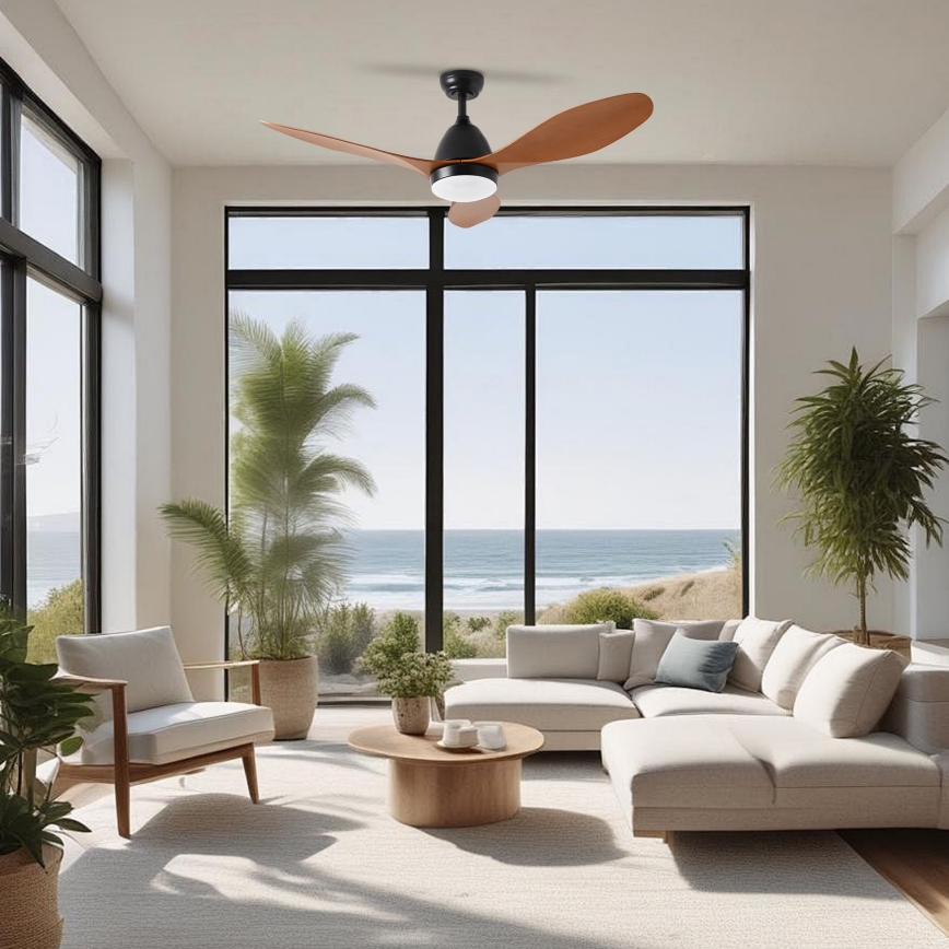 ZEVENTI - Ventilatore da soffitto LED MURO LED/18W/230V 3000/4000/6000K Wi-Fi Tuya nero + telecomando