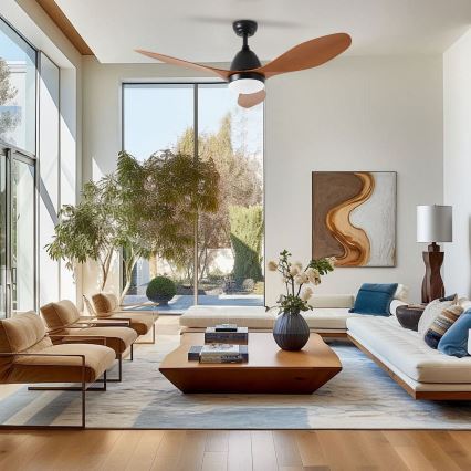 ZEVENTI - Ventilatore da soffitto LED MURO LED/18W/230V 3000/4000/6000K Wi-Fi Tuya nero + telecomando