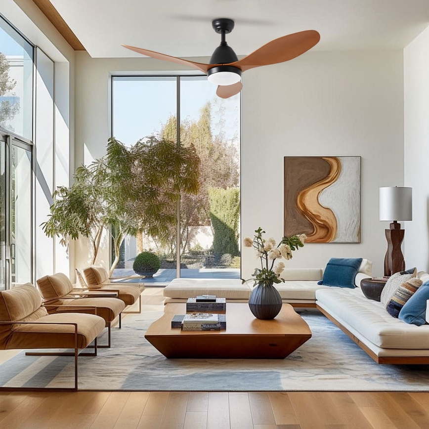 ZEVENTI - Ventilatore da soffitto LED MURO LED/18W/230V 3000/4000/6000K Wi-Fi Tuya nero + telecomando