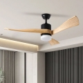 ZEVENTI - Ventilatore da soffitto LED NATURITO LED/18W/230V 3000-6000K Wi-Fi Tuya nero/rovere + telecomando