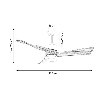 ZEVENTI - Ventilatore da soffitto LED NATURITO LED/18W/230V 3000/4000/6000K Wi-Fi Tuya nero/rovere + telecomando