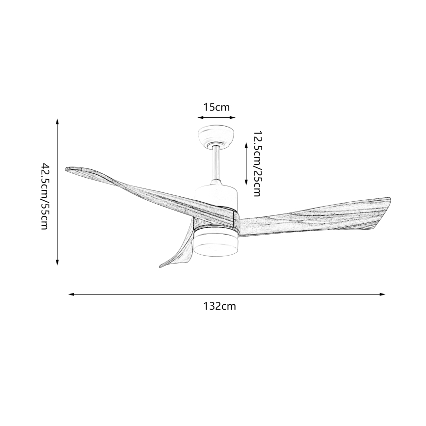 ZEVENTI - Ventilatore da soffitto LED NATURITO LED/18W/230V 3000/4000/6000K Wi-Fi Tuya nero/rovere + telecomando