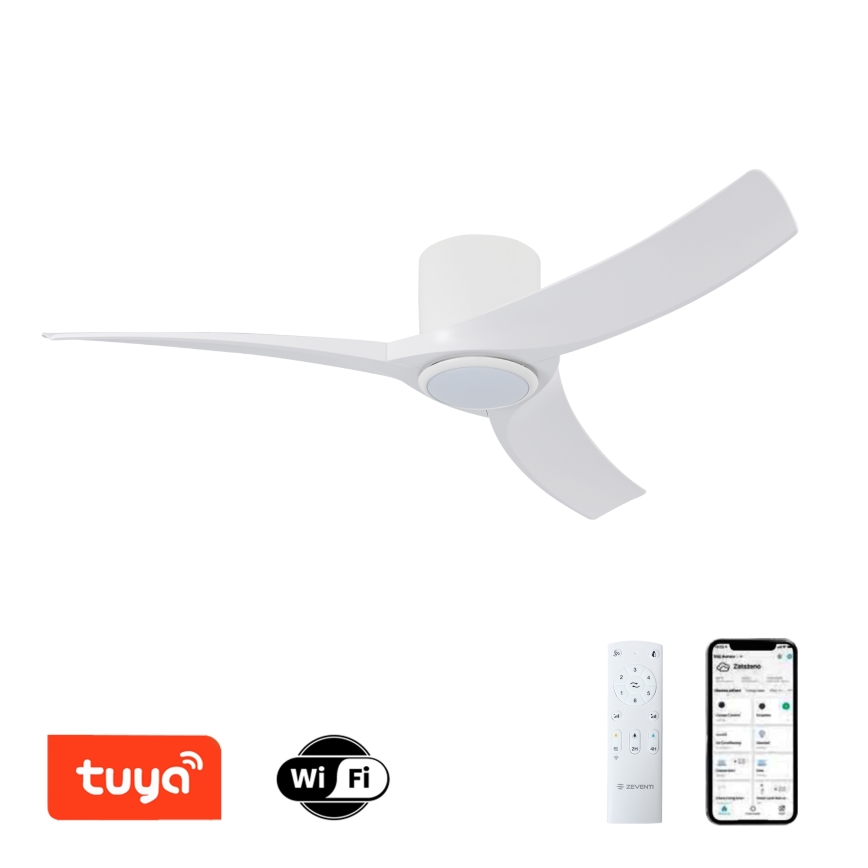 ZEVENTI - Ventilatore da soffitto dimmerabile a LED ORBITO LED/24W/230V 3000/4000/6000K Wi-Fi Tuya bianco + telecomando