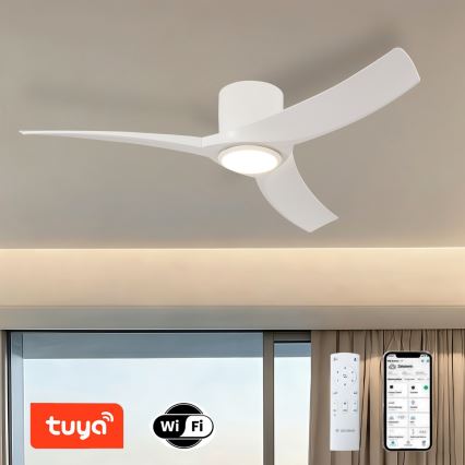 ZEVENTI - Ventilatore da soffitto dimmerabile a LED ORBITO LED/24W/230V 3000/4000/6000K Wi-Fi Tuya bianco + telecomando