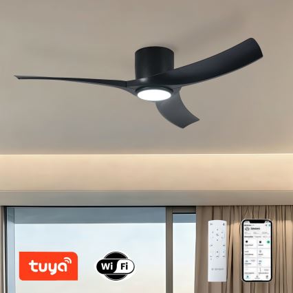 ZEVENTI - Ventilatore da soffitto LED dimmerabile ORBITO LED/24W/230V 3000/4000/6000K Wi-Fi Tuya nero + telecomando