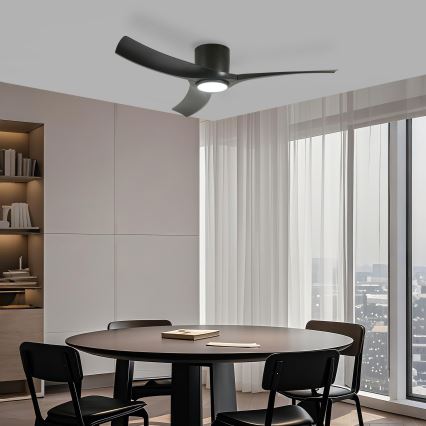 ZEVENTI - Ventilatore da soffitto LED dimmerabile ORBITO LED/24W/230V 3000/4000/6000K Wi-Fi Tuya nero + telecomando