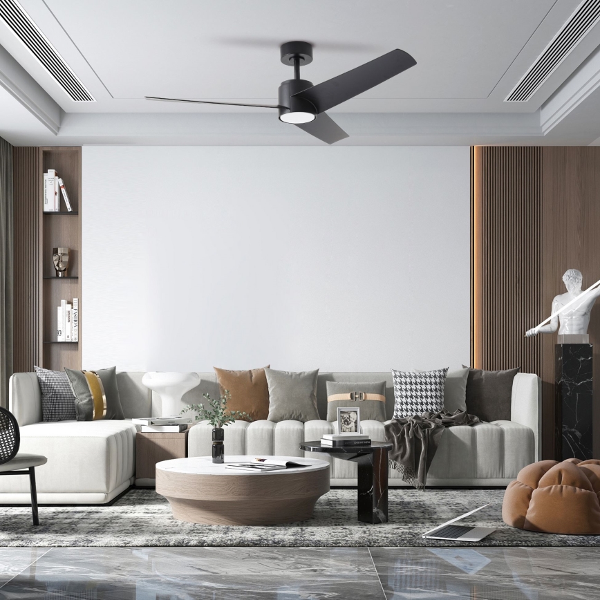 ZEVENTI - Ventilatore da soffitto LED ORVIETO LED/18W/230V 3000-6000K Wi-Fi Tuya nero + telecomando