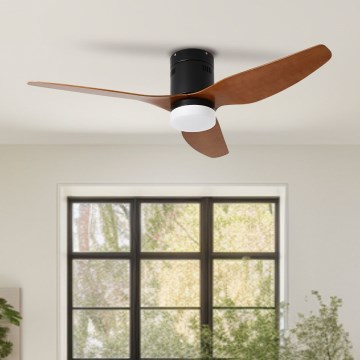 ZEVENTI - Ventilatore da soffitto LED PADUA LED/18W/230V 3000-6000K Wi-Fi Tuya nero/marrone + telecomando
