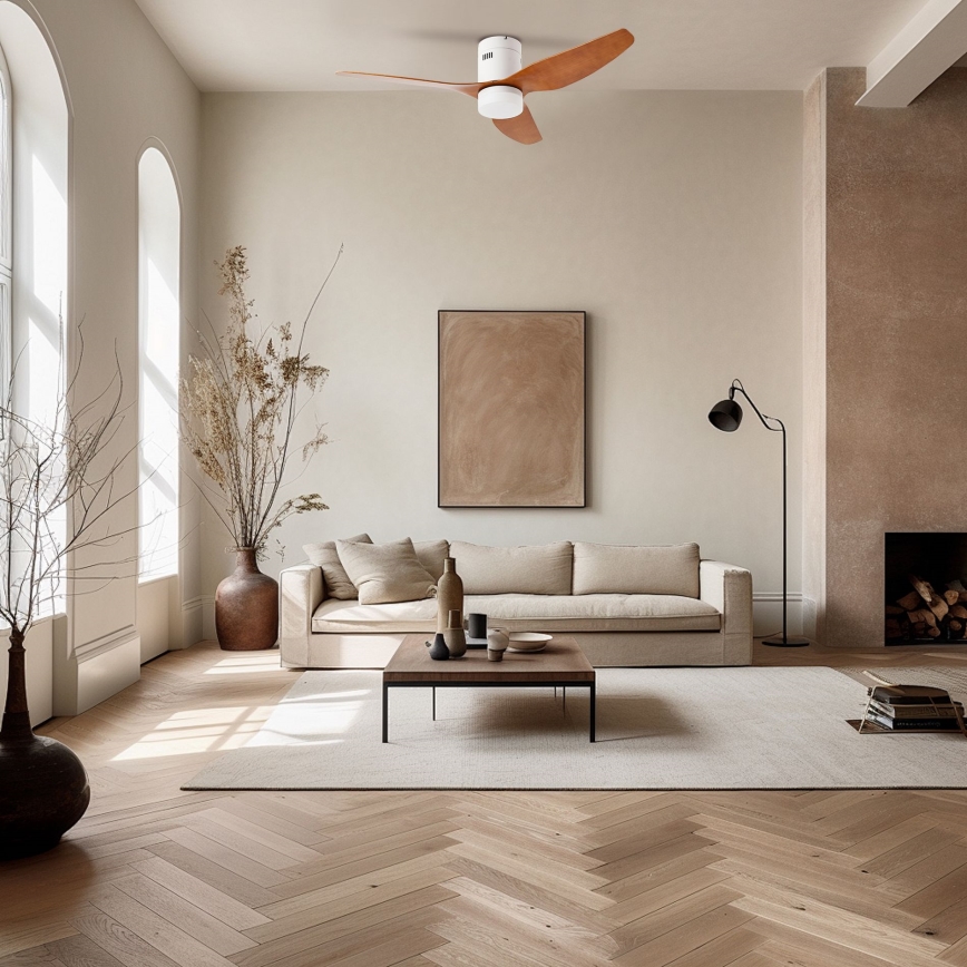 ZEVENTI - Ventilatore da soffitto LED PADUA LED/18W/230V 3000/4000/6000K Wi-Fi Tuya bianco/marrone + telecomando