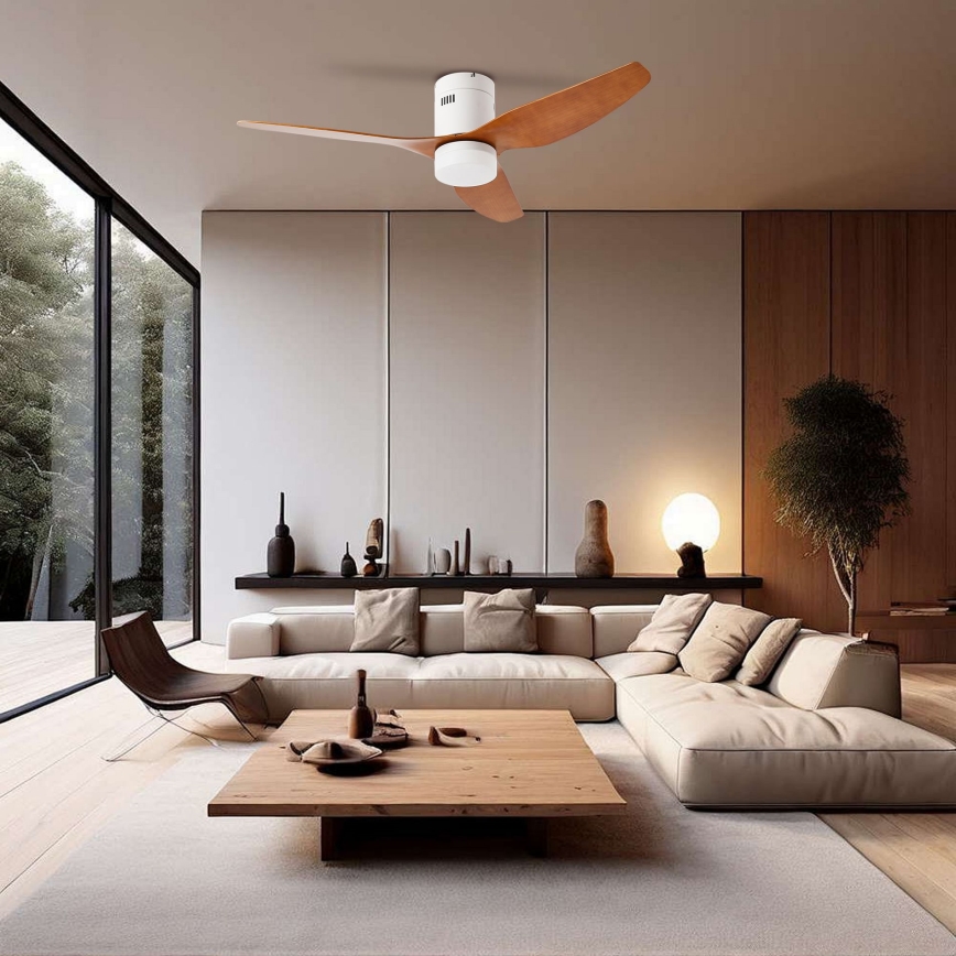 ZEVENTI - Ventilatore da soffitto LED PADUA LED/18W/230V 3000/4000/6000K Wi-Fi Tuya bianco/marrone + telecomando