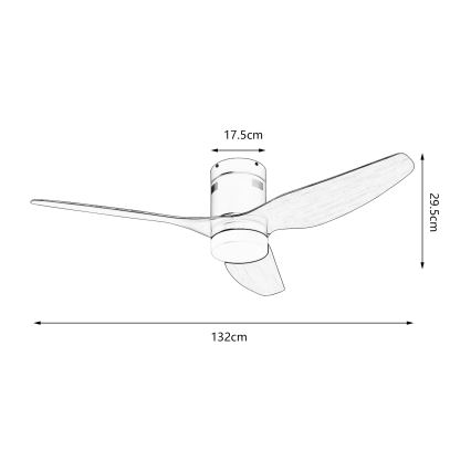 ZEVENTI - Ventilatore da soffitto LED PADUA 18W 230V 3000/4000/6000K Wi‑Fi Tuya nero/marrone + telecomando