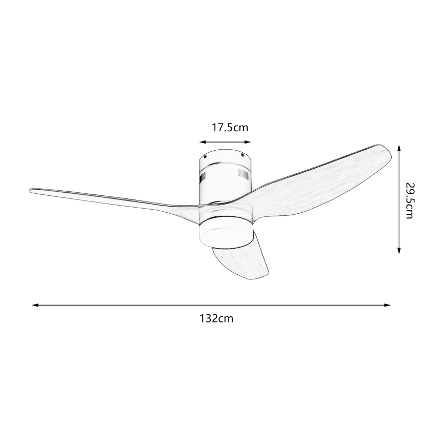 ZEVENTI - Ventilatore da soffitto LED PADUA 18W 230V 3000/4000/6000K Wi‑Fi Tuya nero/marrone + telecomando