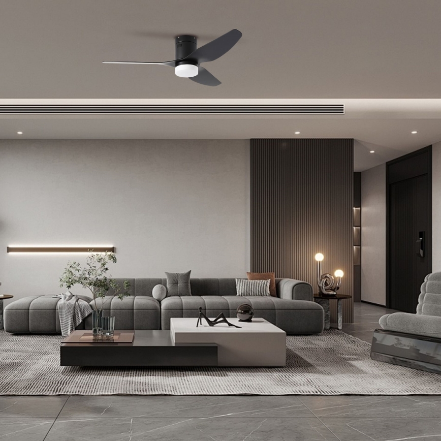 ZEVENTI - Ventilatore da soffitto LED PADUA LED/18W/230V 3000/4000/6000K Wi-Fi Tuya nero + telecomando