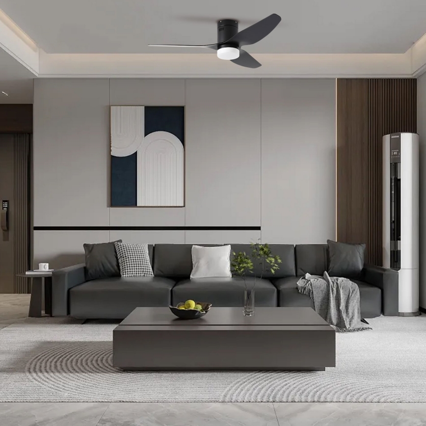 ZEVENTI - Ventilatore da soffitto LED PADUA LED/18W/230V 3000/4000/6000K Wi-Fi Tuya nero + telecomando