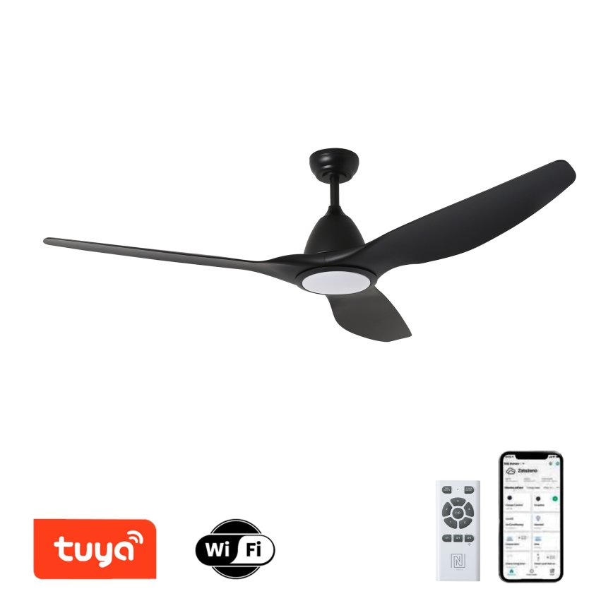 ZEVENTI - Ventilatore da soffitto LED URBINO LED/20W/230V 3000-6000K Wi-Fi Tuya nero + telecomando