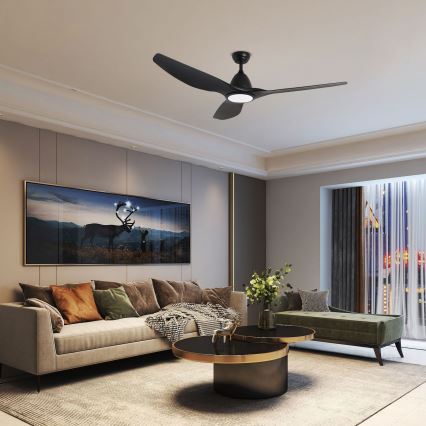 ZEVENTI - Ventilatore da soffitto LED URBINO LED/20W/230V 3000-6000K Wi-Fi Tuya nero + telecomando