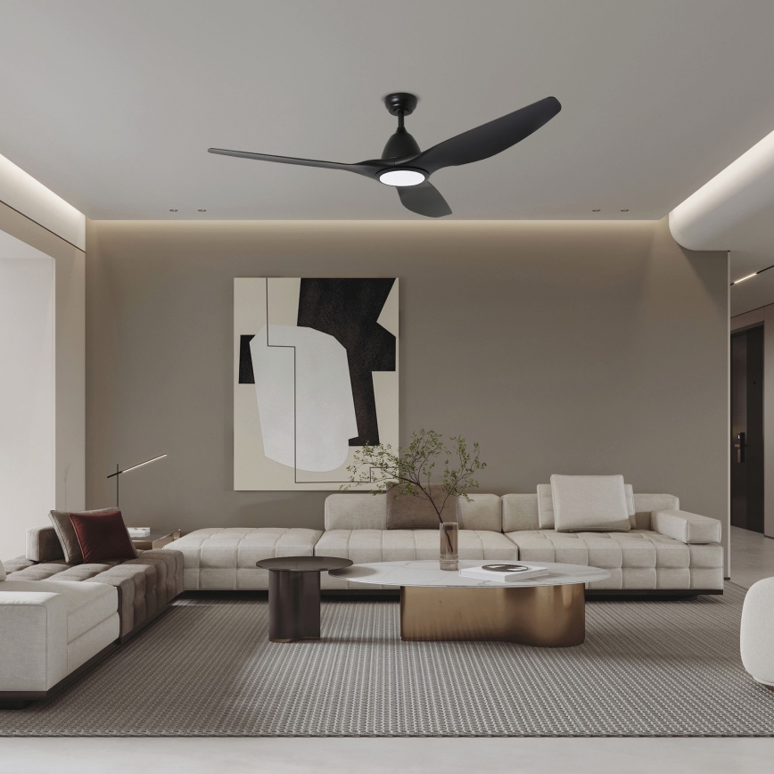 ZEVENTI - Ventilatore da soffitto LED URBINO LED/20W/230V 3000-6000K Wi-Fi Tuya nero + telecomando
