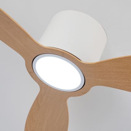 ZEVENTI - Ventilatore da soffitto dimmerabile VENTORA LED/24W/230V 3000/4000/6000K Wi-Fi Tuya bianco/rovere + telecomando