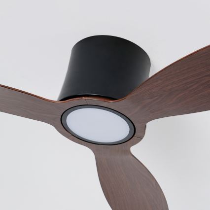 ZEVENTI - Ventilatore da soffitto dimmerabile a LED VENTORA LED/24W/230V 3000/4000/6000K Wi‑Fi Tuya nero/noce + telecomando